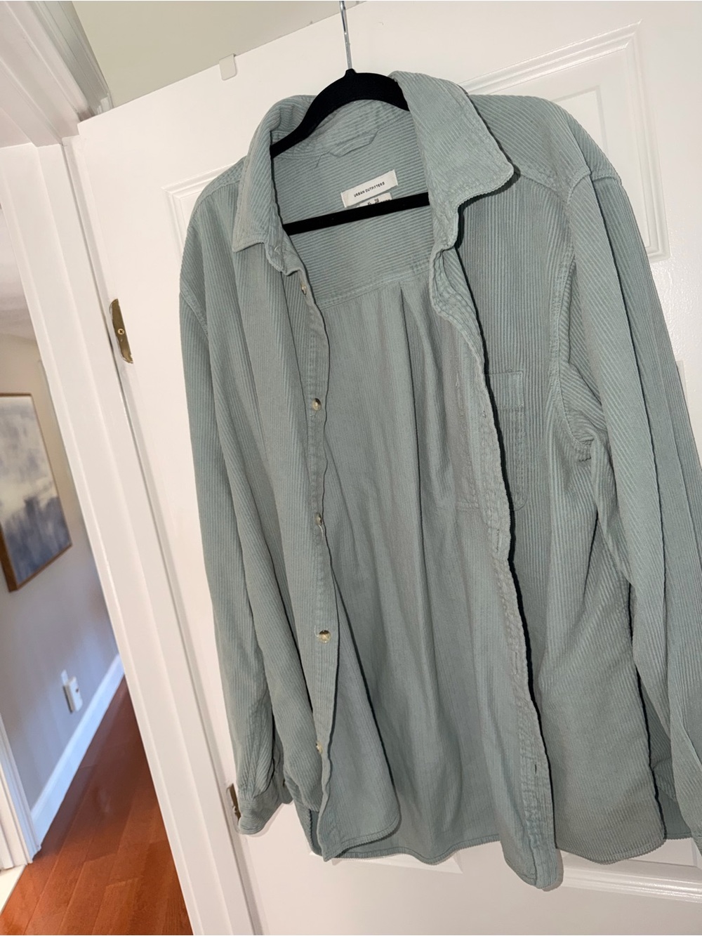 Men's Corduroy Button-Up Shirt Jacket - Light blue